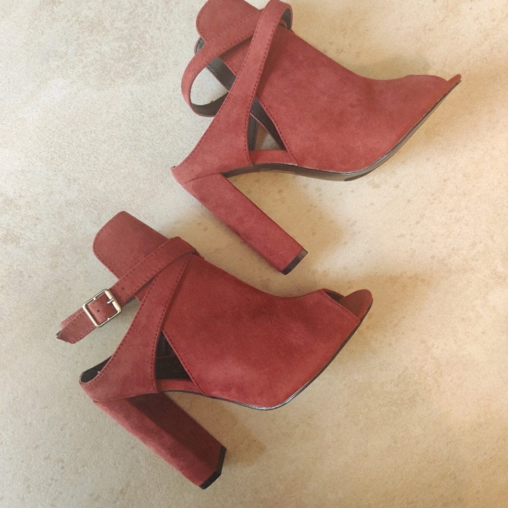Rust Peep-Toe Booties - Picture 3 of 6